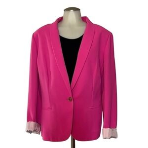 LOFT Womens XL Hot Pink Shawl Collar One Button Blazer Jacket Business Casual